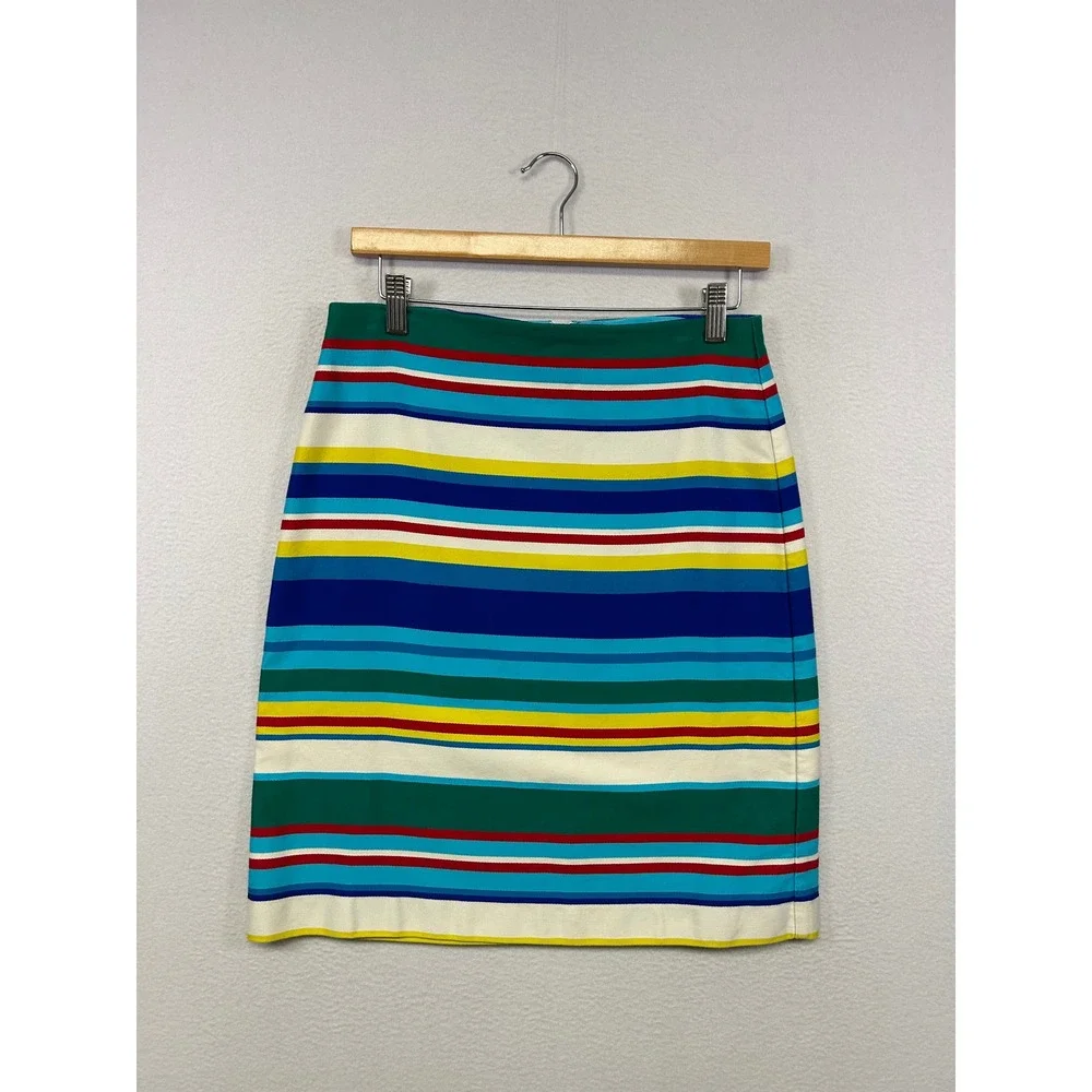 Talbots Rainbow Striped Preppy Womens 6P Multicolor Cotton Pencil Skirt